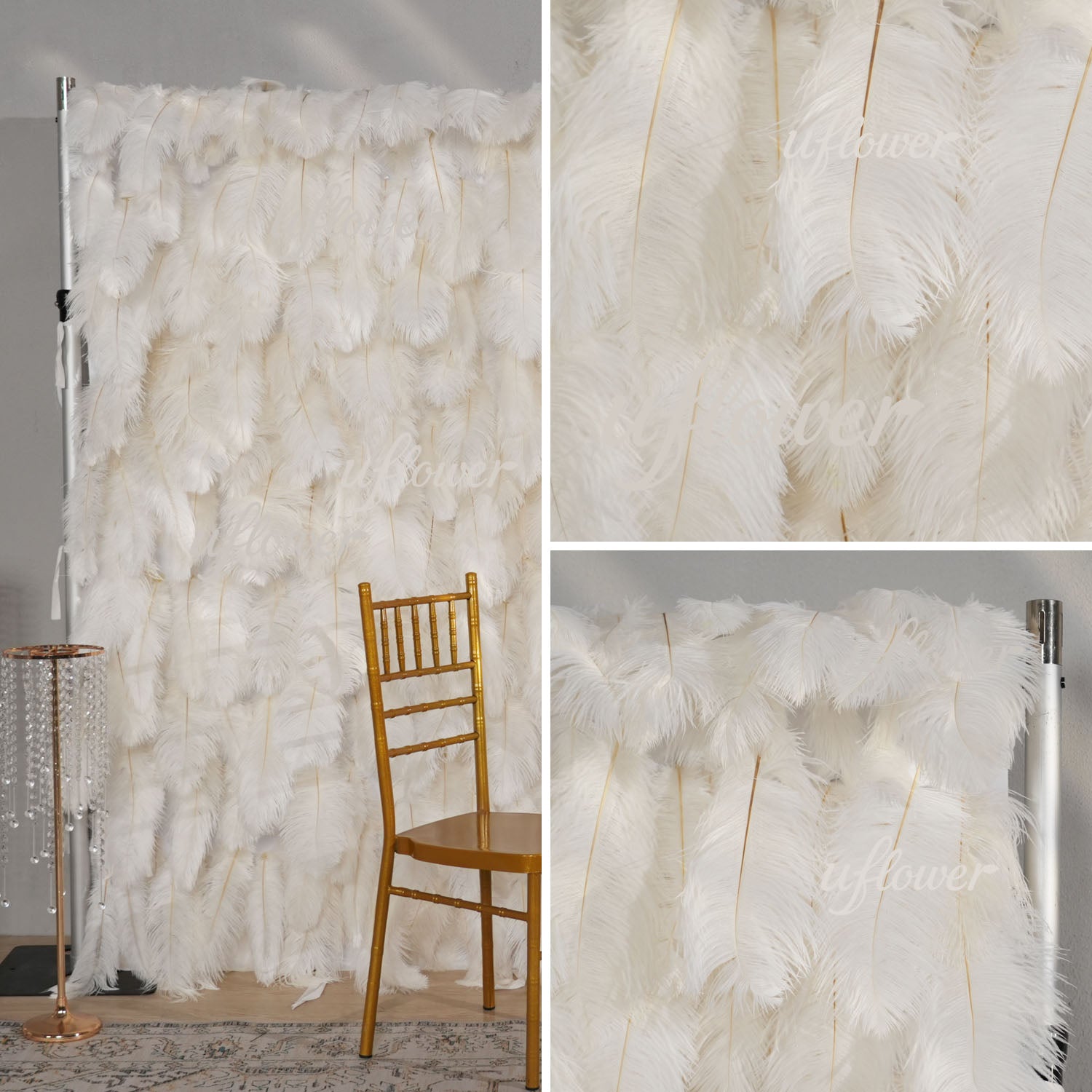 Uflower Artificial White 5D Flower Wall Wedding Backdrop Deco Birthday Party